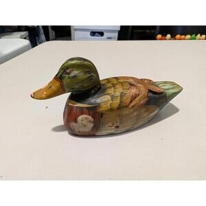 Small Hand Painted Wooden Duck Decoy Shooting Practice BBS On Side